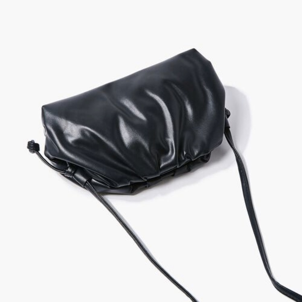 Black Leather Snap-top Crossbody